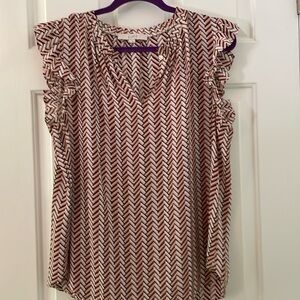 Loft Sleeveless Blouse with keyhole detail and chevron pattern.  Large